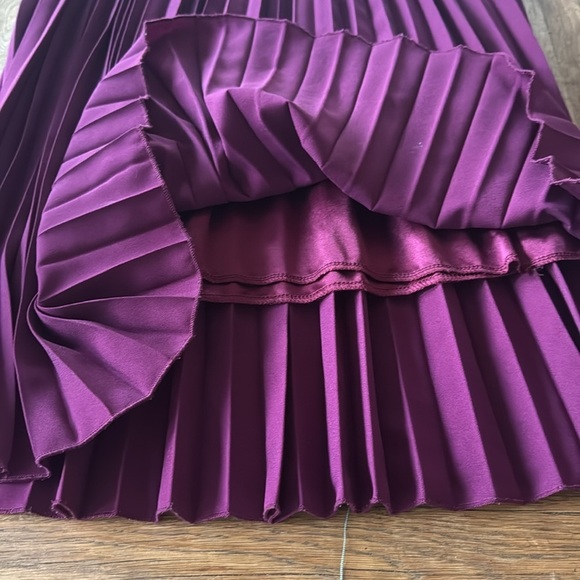 Elegant Pleated Purple Skirt by Le-Ciel - Picture 3 of 7